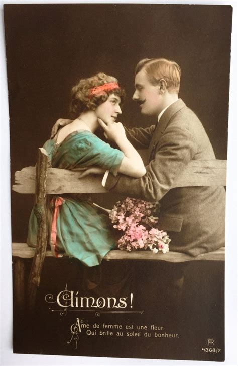 let s love french wwi antique love letter rppc colorized tinted postcard edwardian couple