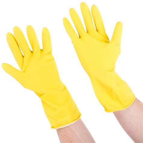 Large Multi Use Yellow Rubber Fully Lined Gloves Pair Pack