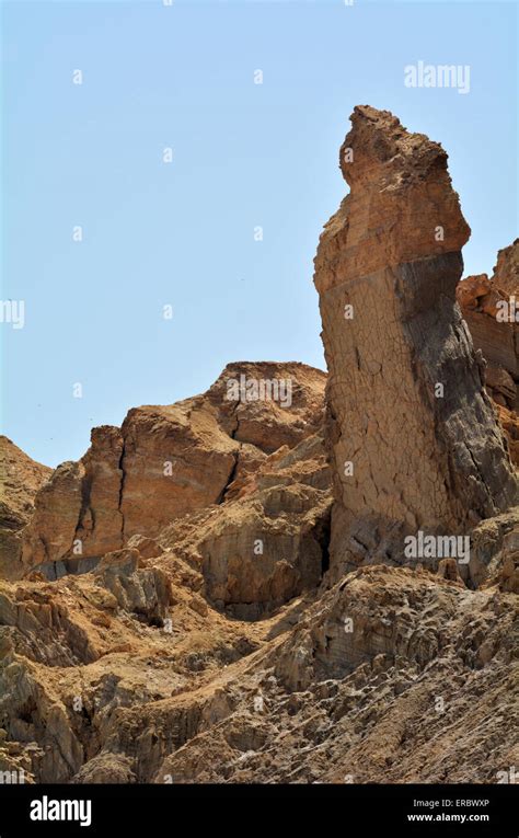Lots Wife Pillar Rock Formation Mount Sodom Near The Dead Sea Stock