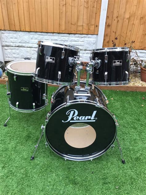 Pearl Export Vintage 1980s Drum Kit 4 Piece Shell Pack Black Great