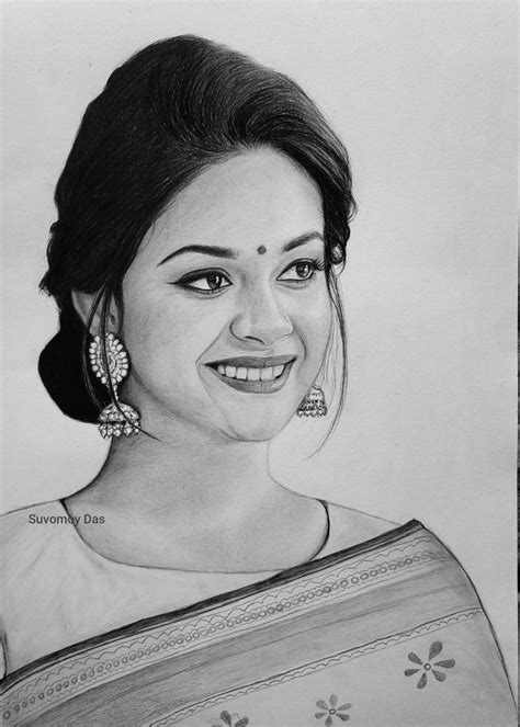 Keerthy Suresh Pencil Sketch Pencil Drawing Images Celebrity Art