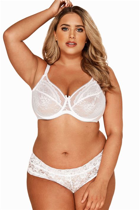 white floral lace and mesh underwired bra plus sizes 38dd to 48g yours clothing