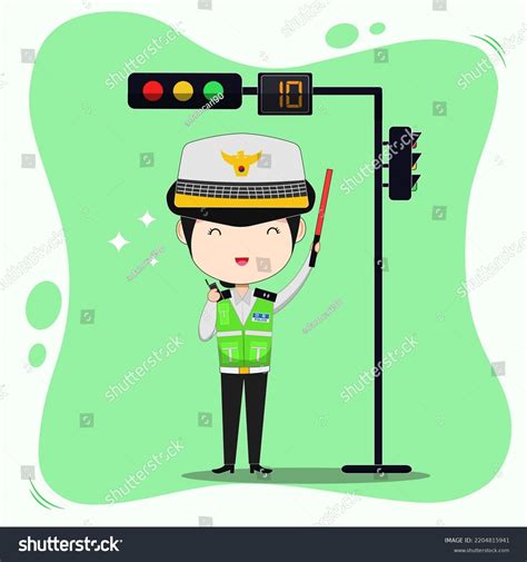 South Korean Traffic Police Officer Cartoon Stock Vector Royalty Free