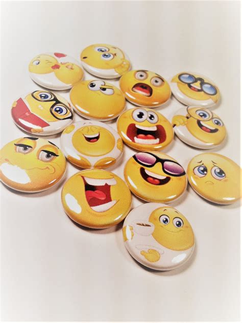 15 1 Smiley Buttons Funny Face Pins Happy Fridge Etsy