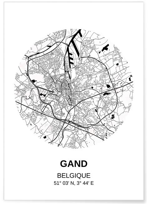 Carte Gand Poster Ville à Afficher Dans Le Salon Lafficherie