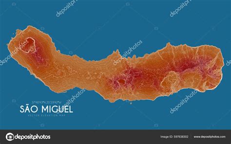 Topographic Map Sao Miguel Azores Islands Portugal Vector Detailed Elevation Stock Vector By