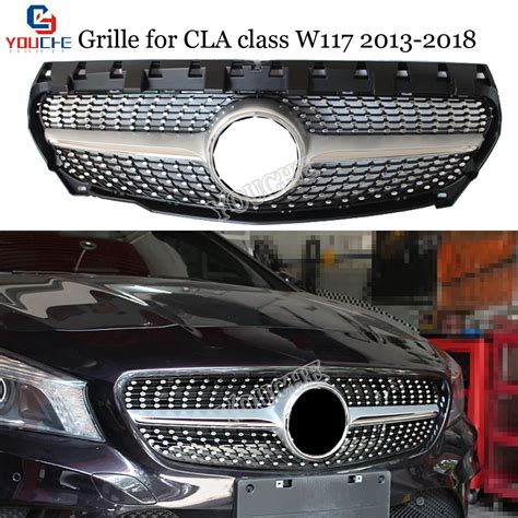 W117 Gt Diamonds Amg Style Grille Front Bumper Grill Mesh For