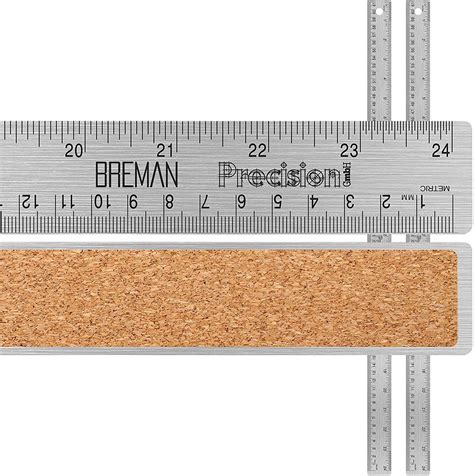Breman Precision Stainless Steel 24 Inch Metal Rulers 2 Pack Straight