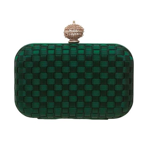 Woven Evening Bag In Dark Green Greenclutchbag Eveningbagsgreen With