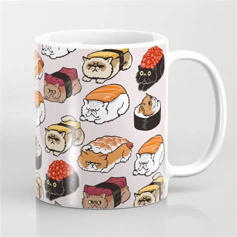 Buy Sushi Persian Cat Coffee Mug By Huebucket Worldwide Shipping