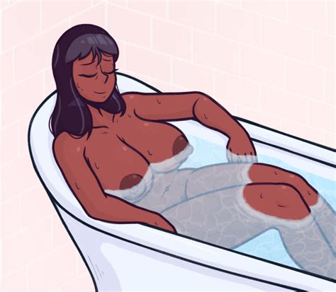 Rule 34 Bath Bathtub Closed Eyes Dark Skinned Female Dark Hair Dark