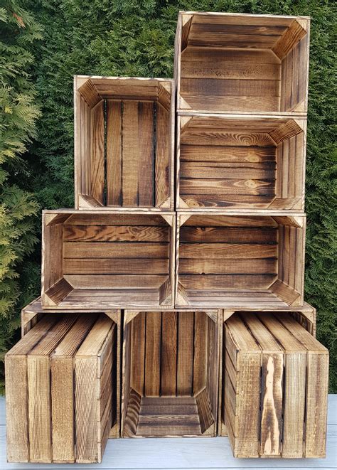 10 Amazing Strong Rustic Smaller wooden crates - burnt effect