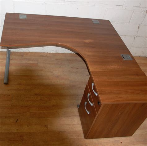 Radial Corner Desk Walnut Marked 13027 Allard Office Furniture