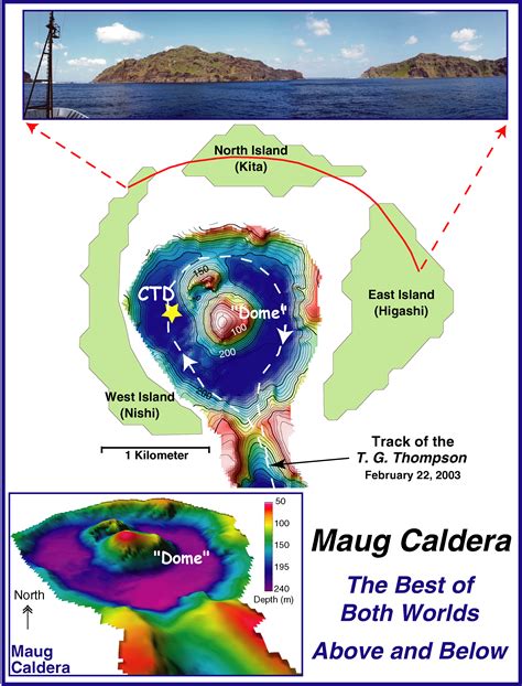 Noaa Ocean Explorer Submarine Ring Of Fire 2003 Map And Photo Of Maug Caldera
