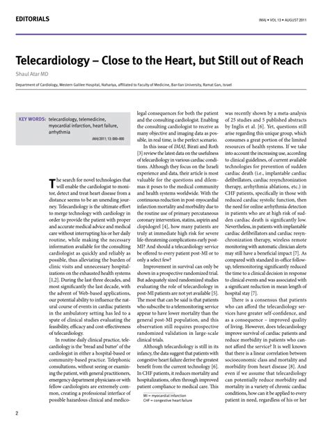 Pdf Telecardiology Close To The Heart But Still Out Of Reach