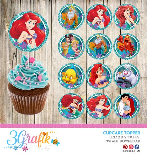 The Little Mermaid Cupcake Topper Printable 3grafik