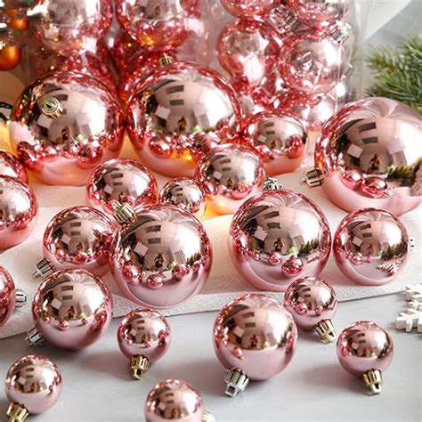 37pcs Mix 4 8cm Pink Rose Gold Pearl Christmas Ball For Christmas