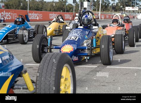 Formula Vee Open Wheeler Race Cars Lined Up On The Dummy Grid Ready To