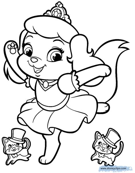 In this coloring page, a princess carries her pet cat through her home. Palace Pets Coloring Pages | Disneyclips.com