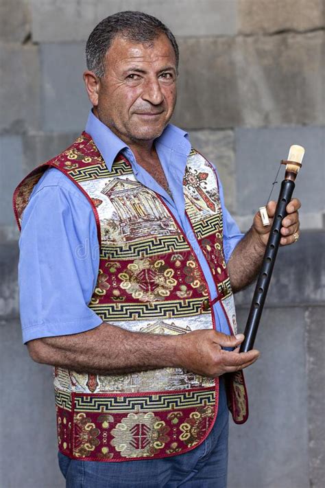 Armenian Musician Holding Musical Instrument Of Duduk In Armenia