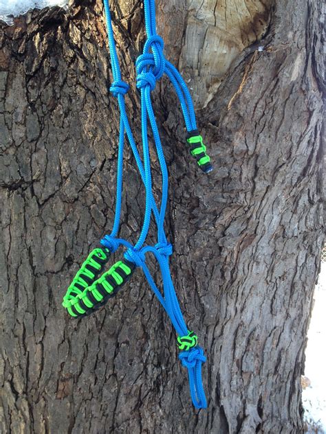 Maybe you would like to learn more about one of these? Rope horse halter in blue with braided paracord noseband ...