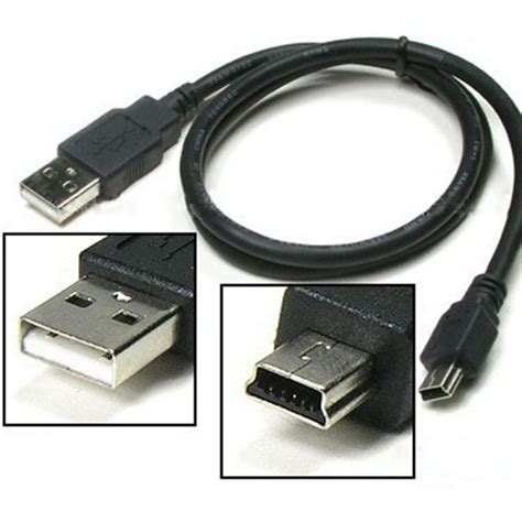 1000 Pcs 80cm Mini Usb Mini 5 Pin B Data Charger Charging Cable Cord