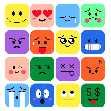 Premium Vector Set Of Square Emoji