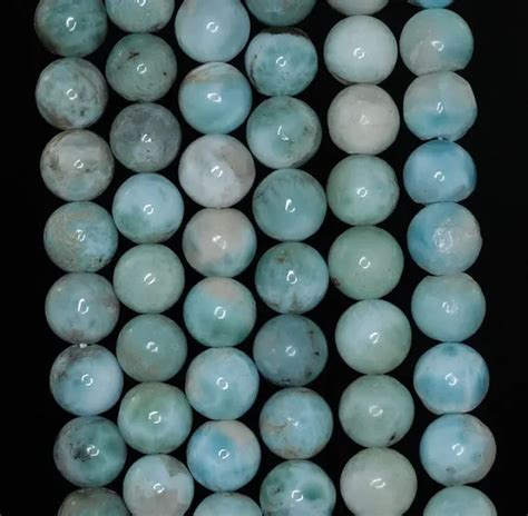 8mm Dominican Larimar Gemstone Grade Ab Blue Round 8mm Loose Beads 75