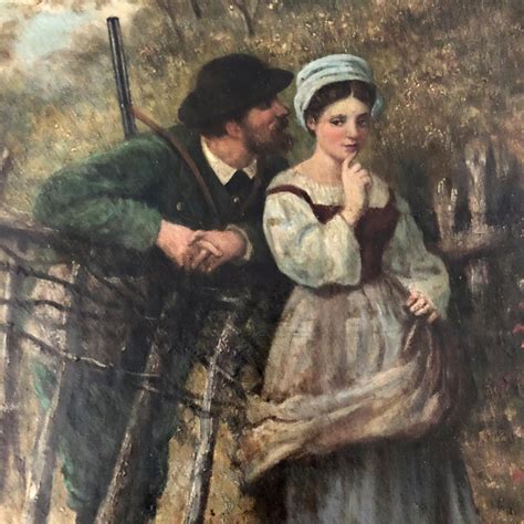19th Century Antique European Lovers Oil On Canvas Painting Chairish