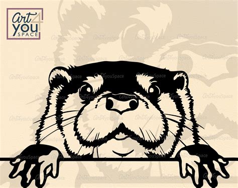 Funny Peeking Otter Svg Png Dxf Download Woodland Animal Clipart Vect