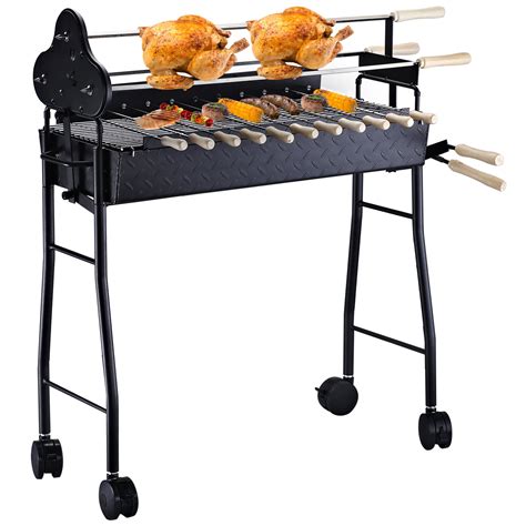 Outsunny Portable Rotisserie Charcoal Bbq Grill With Largesmall
