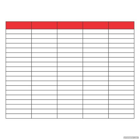 Free Printable 5 Column Chart Printable Templates