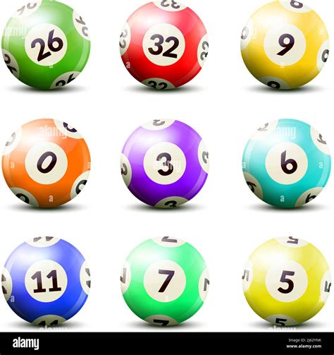 Lottery Number Balls Set Of Nine Isolated Realistic Images Of Balls For