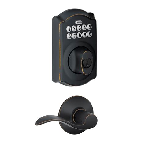 Schlage Camelot Aged Bronze Electronic Door Lock Deadbolt With Accent