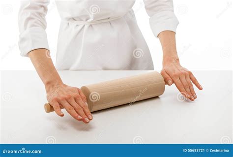 Woman Chef Holding Rolling Pin Stock Image Image Of Professional Prepare