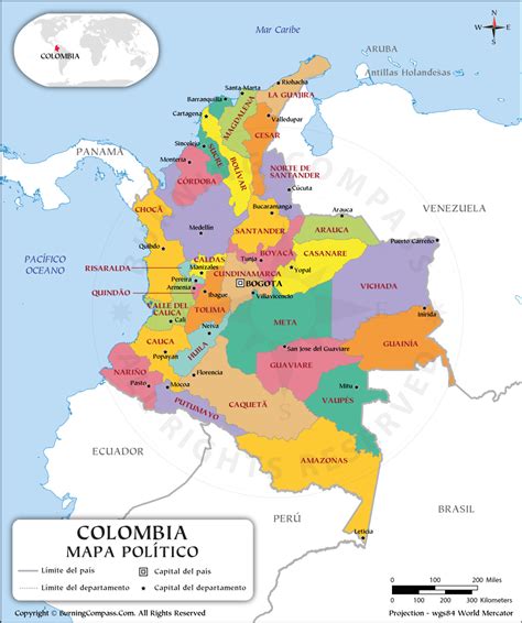 Mapa Del Departamento De Colombia Mapa Político De Colombia