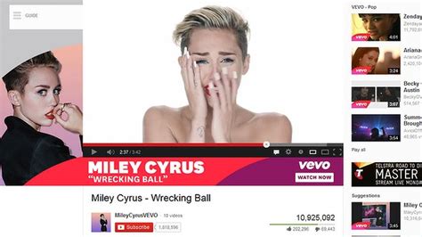 Back To Twerk Miley Cyrus Wrecking Ball Video Goes Ballistic On Youtube