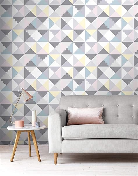 Superfresco Easy Pink And Grey Polygon Pastel Geometric Wallpaper
