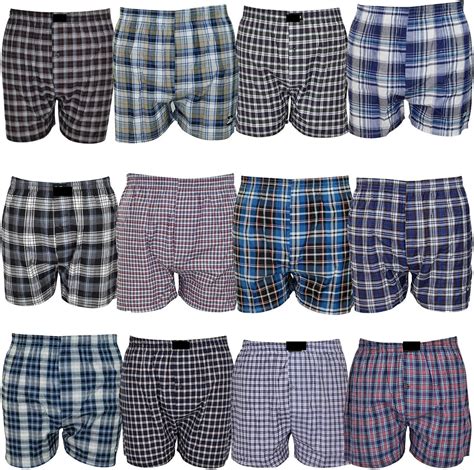 Woven Boxer Shorts Mens Classic Underwear Knit Boxer Soft Fitted Guys Boxer Trunks Button