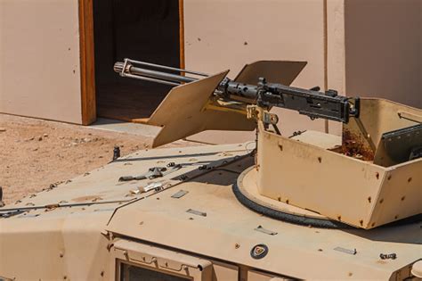 Humvee Vehicle With Gunner Shield Kit And Machine Gun Stock Photo