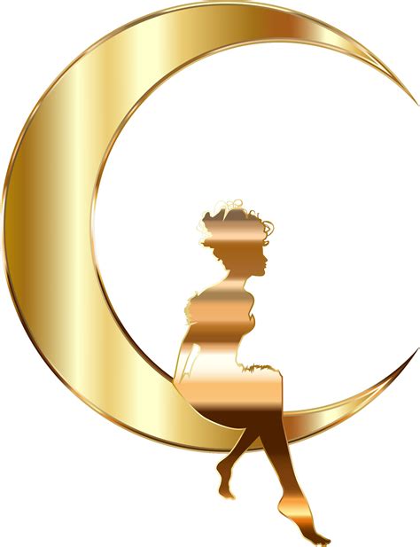 Clipart Gold Fairy Sitting On Crescent Moon No Background