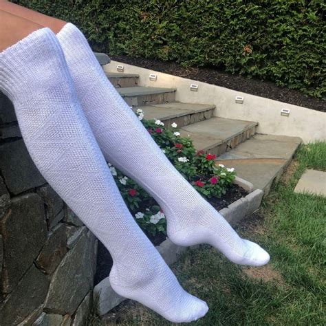 Love Sock Company Womens White Knee High Long Cable Knit Socks In 2021