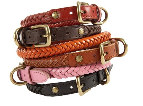 Braided Leather Dog Collar Dog Lead 6 Color Options Braided