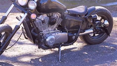 At the bottom of the page you can see the video review. 94 Honda Shadow 1100 Bobber Build - YouTube