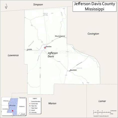 A Map Showing The Location Of Jefferson Davis County