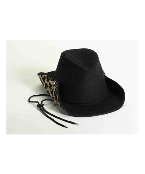 Black Leopard Suede Cowboy Adult Hat Cowboy Costumes