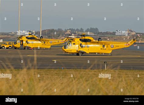 Seaking Rescue Helicopter At Raf Valley Anglesey North Wales Uk Stock Photo Alamy