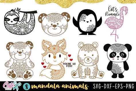 Cute Animals with Mandala bundle svg cut file for crafters (724049