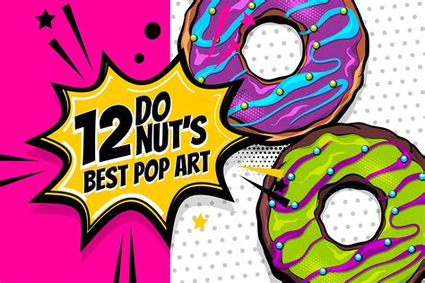 12 Pop Art Donuts Custom Designed Illustrations ~ Creative Market
