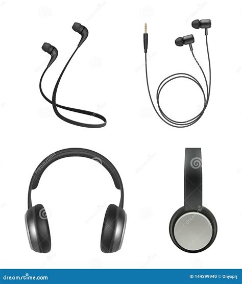 Earphones Realistic Headphone Music Accessory Electronic Items Vector